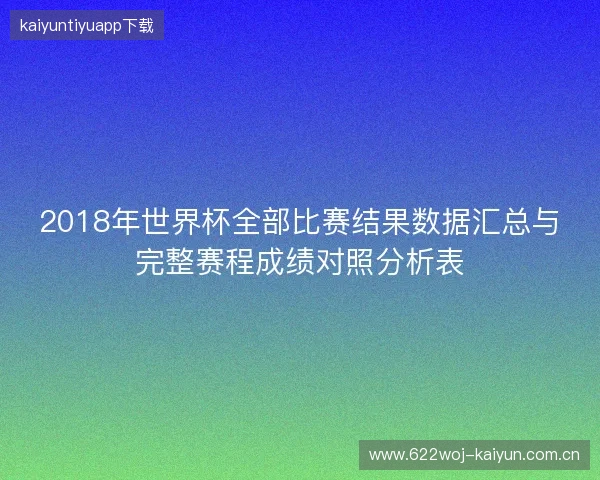 2018年世界杯全部比赛结果数据汇总与完整赛程成绩对照分析表